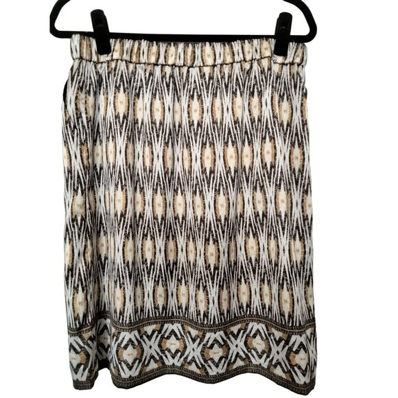 Chico's Elastic Waist Geometric Print Skirt Side Pockets Size 1 (M/8) - Picture 6 of 9